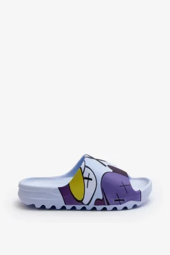 Gumowe Klapki Z Nadrukiem Niebieskie Monsters