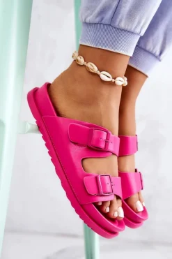 Gumowe Klapki Ze Sprzączką Fuksja Corina