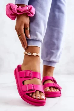 Gumowe Klapki Ze Sprzączką Fuksja Corina