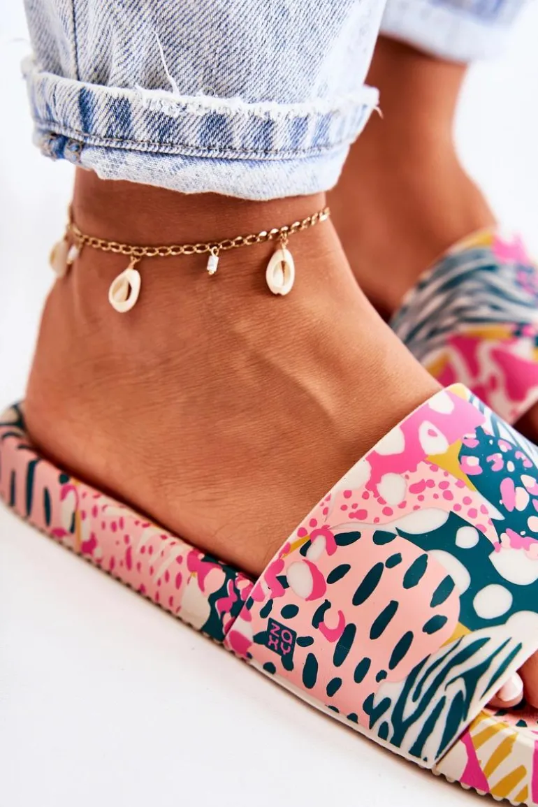 Gumowe Pachnące Klapki ZAXY JJ285097 Różowo-Zielone