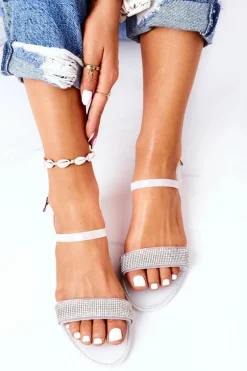 Gumowe Sandaly Z Brokatem Białe Beach Time