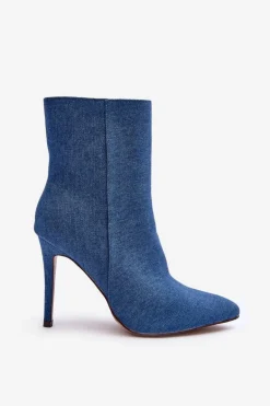 Jeansowe Botki Na Szpilce Niebieskie Eberpia