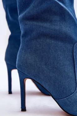 Jeansowe Kozaki Na Szpilce Niebieskie Melisandra