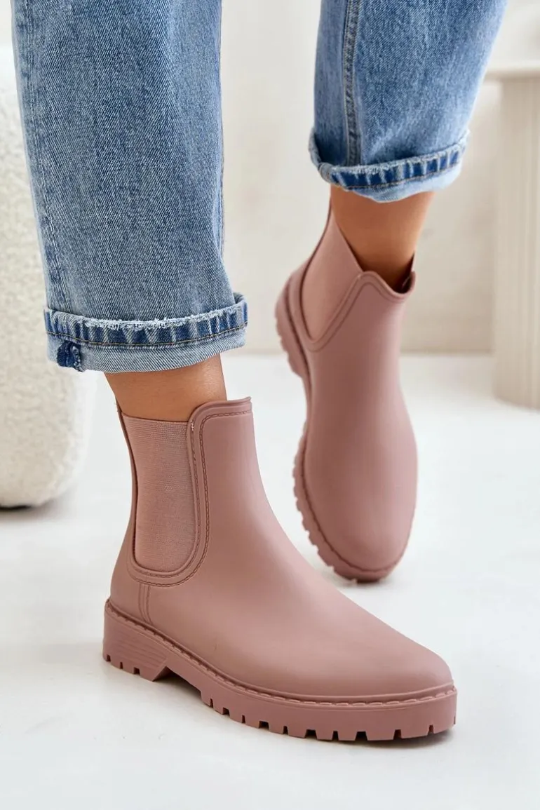 Kalosze Damskie Z Elastycznymi Wstawkami Brudny Róż Ciariel