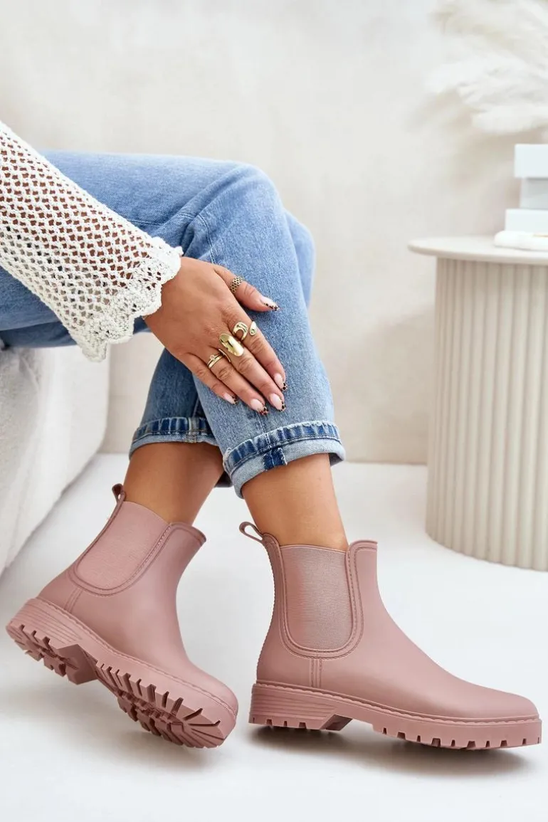 Kalosze Damskie Z Elastycznymi Wstawkami Brudny Róż Ciariel