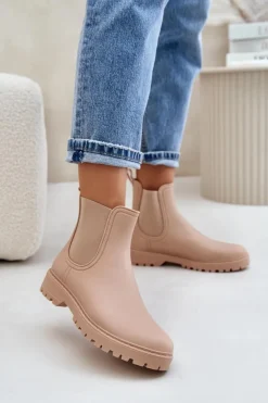 Kalosze Damskie Z Elastycznymi Wstawkami Beżowe Ciariel