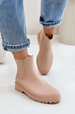 Kalosze Damskie Z Elastycznymi Wstawkami Beżowe Ciariel