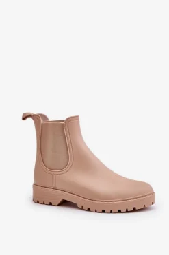 Kalosze Damskie Z Elastycznymi Wstawkami Beżowe Ciariel