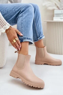 Kalosze Damskie Z Elastycznymi Wstawkami Beżowe Ciariel