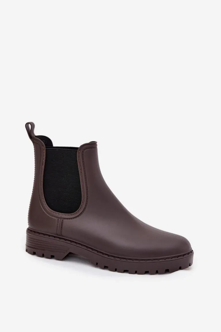 Kalosze Damskie Z Elastycznymi Wstawkami Czekoladowe Ciariel