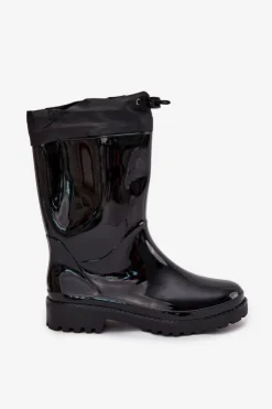 Kalosze Damskie Ze Ściągaczem Czarne Kessia