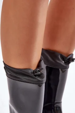 Kalosze Damskie Ze Ściągaczem Czarne Ellatiel