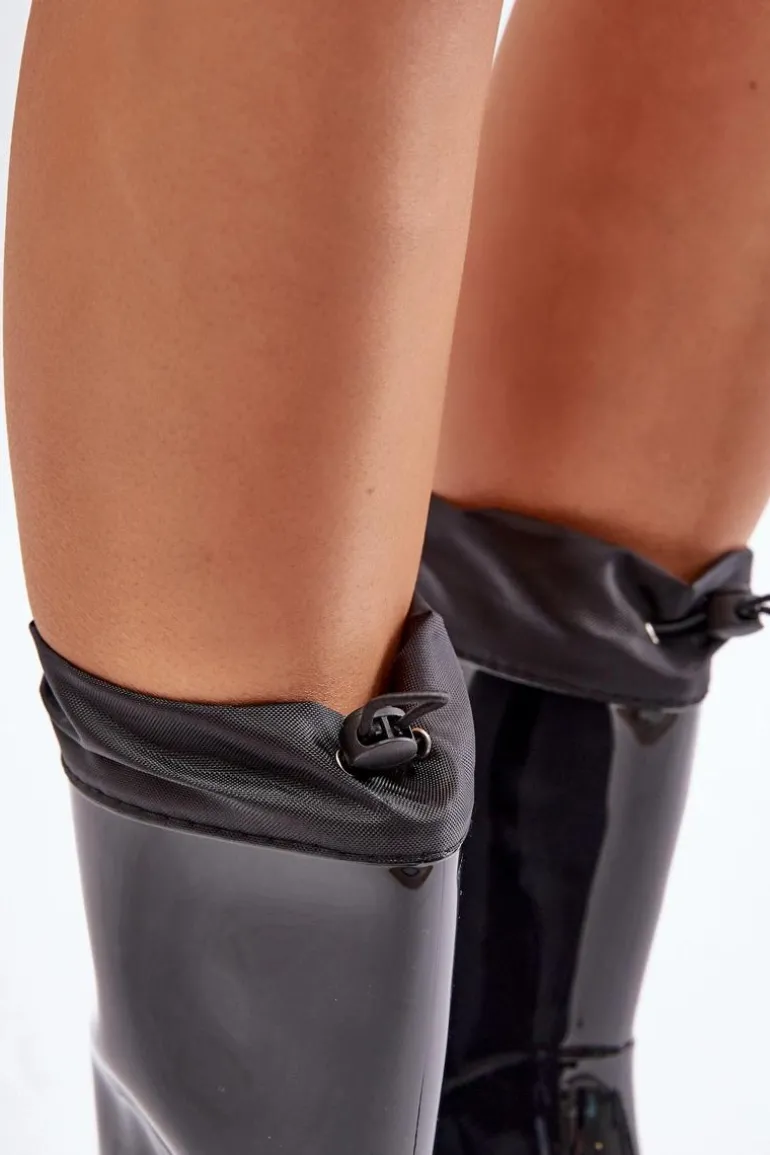 Kalosze Damskie Ze Ściągaczem Czarne Ellatiel