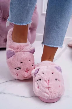 Kapcie Damskie Kotki z Uszami Różowe Sleppyhead