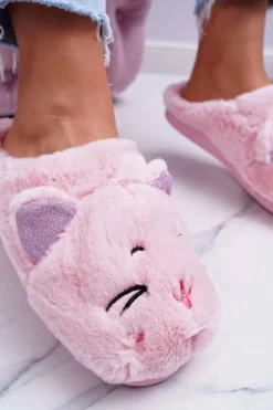Kapcie Damskie Kotki z Uszami Różowe Sleppyhead