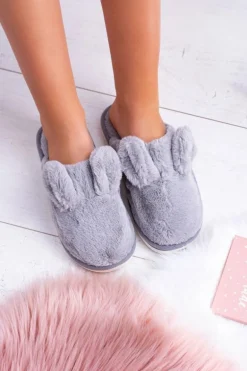 Kapcie Damskie Króliki z Uszami Szare Alabama