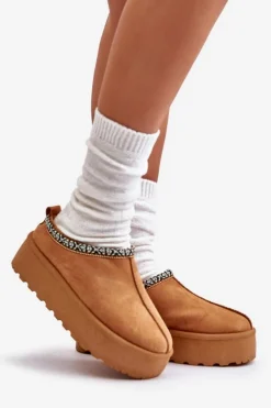 Kapcie Damskie Na Platformie Z Haftem Camel Neroma