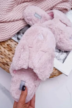 Kapcie Damskie SOXO Puchate Pieski z Uszami Różowe