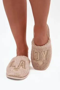 Kapcie Damskie Z Futerkiem LADY Vinceza 19958 Beżowe
