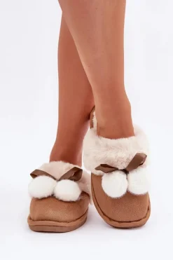 Kapcie Damskie Z Futerkiem Camel Nartani