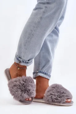 Kapcie Damskie Z Futerkiem Szare Vienitta