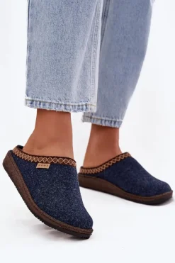 Kapcie Damskie Z Haftem Inblu NL000009 Granatowe