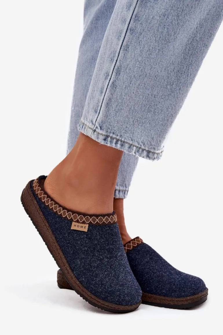 Kapcie Damskie Z Haftem Inblu NL000009 Granatowe