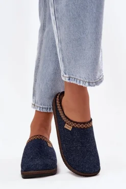 Kapcie Damskie Z Haftem Inblu NL000009 Granatowe