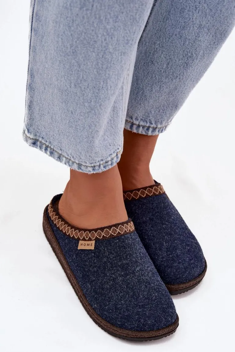 Kapcie Damskie Z Haftem Inblu NL000009 Granatowe