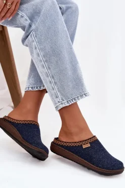 Kapcie Damskie Z Haftem Inblu NL000009 Granatowe