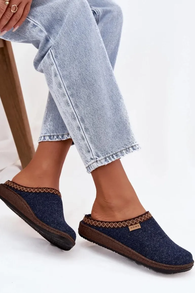 Kapcie Damskie Z Haftem Inblu NL000009 Granatowe