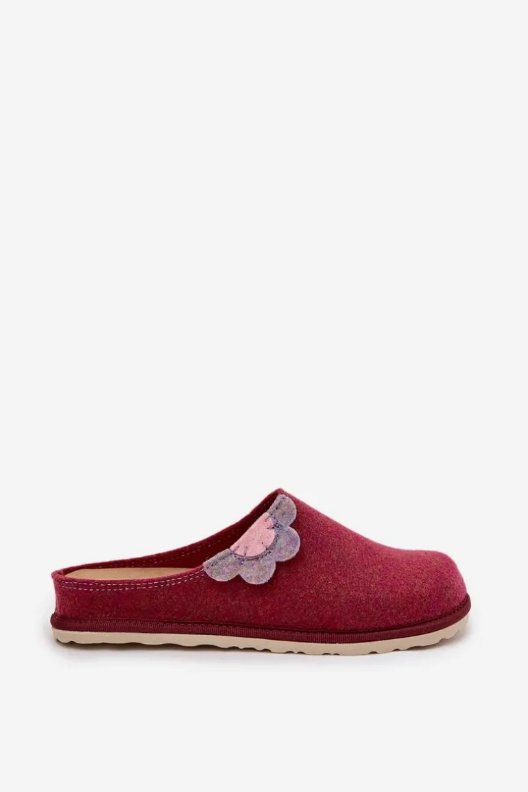 Kapcie Damskie Z Kwiatkiem Inblu CS000043 Bordowe