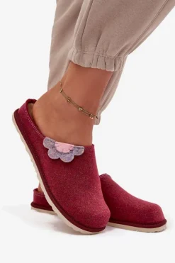 Kapcie Damskie Z Kwiatkiem Inblu CS000043 Bordowe