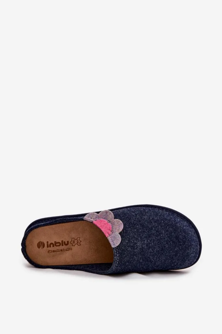 Kapcie Damskie Z Kwiatkiem Inblu CS000043 Granatowe