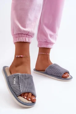 Kapcie Damskie Z Przeszyciami Niebieskie Marique