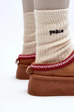 Kapcie Na Grubej Podeszwie Z Eko Zamszu Brązowe Sylva