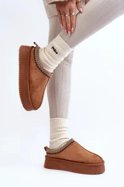 Kapcie Na Grubej Podeszwie Z Eko Zamszu Camel Sylva