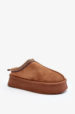 Kapcie Na Grubej Podeszwie Z Eko Zamszu Camel Sylva