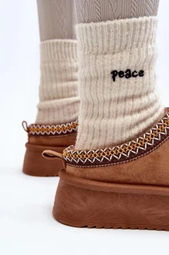 Kapcie Na Grubej Podeszwie Z Eko Zamszu Camel Sylva