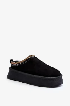 Kapcie Na Grubej Podeszwie Z Eko Zamszu Czarne Sylva