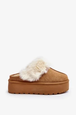 Kapcie Śniegowce Damskie Na Grubej Podeszwie Camel Starlyn