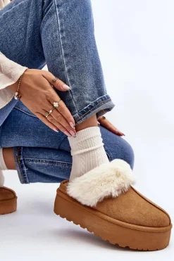 Kapcie Śniegowce Damskie Na Grubej Podeszwie Camel Starlyn