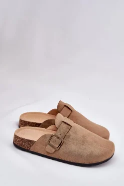 Klapki Chodaki Damskie i Na Platformie Z Klamrą Khaki Selio
