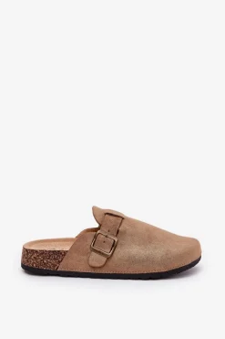 Klapki Chodaki Damskie i Na Platformie Z Klamrą Khaki Selio