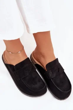 Klapki Chodaki Damskie Na Korkowej Platformie Czarne Nivalia