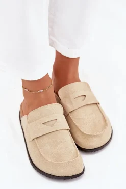 Klapki Chodaki Damskie Na Korkowej Platformie Beżowe Nivalia