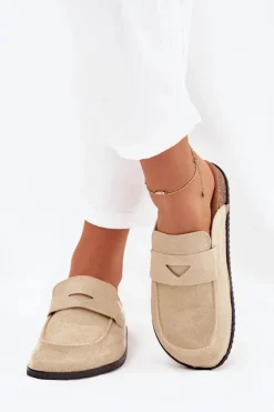 Klapki Chodaki Damskie Na Korkowej Platformie Beżowe Nivalia