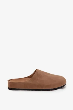 Klapki Chodaki Damskie Na Platformie Ciemnobeżowe Sylviane