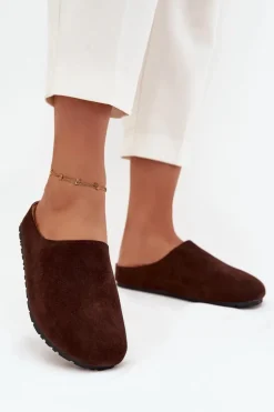 Klapki Chodaki Damskie Na Platformie Czekoladowe Sylviane