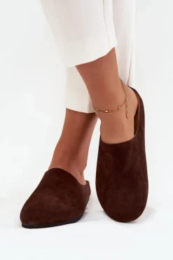 Klapki Chodaki Damskie Na Platformie Czekoladowe Sylviane